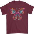 A Colourful Butterfly Mens T-Shirt 100% Cotton Maroon