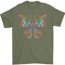 A Colourful Butterfly Mens T-Shirt 100% Cotton Military Green