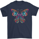 A Colourful Butterfly Mens T-Shirt 100% Cotton Navy Blue