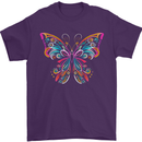 A Colourful Butterfly Mens T-Shirt 100% Cotton Purple