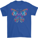 A Colourful Butterfly Mens T-Shirt 100% Cotton Royal Blue