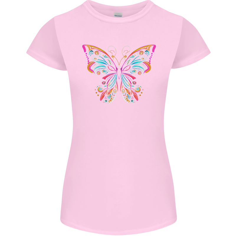 A Colourful Butterfly Womens Petite Cut T-Shirt Light Pink