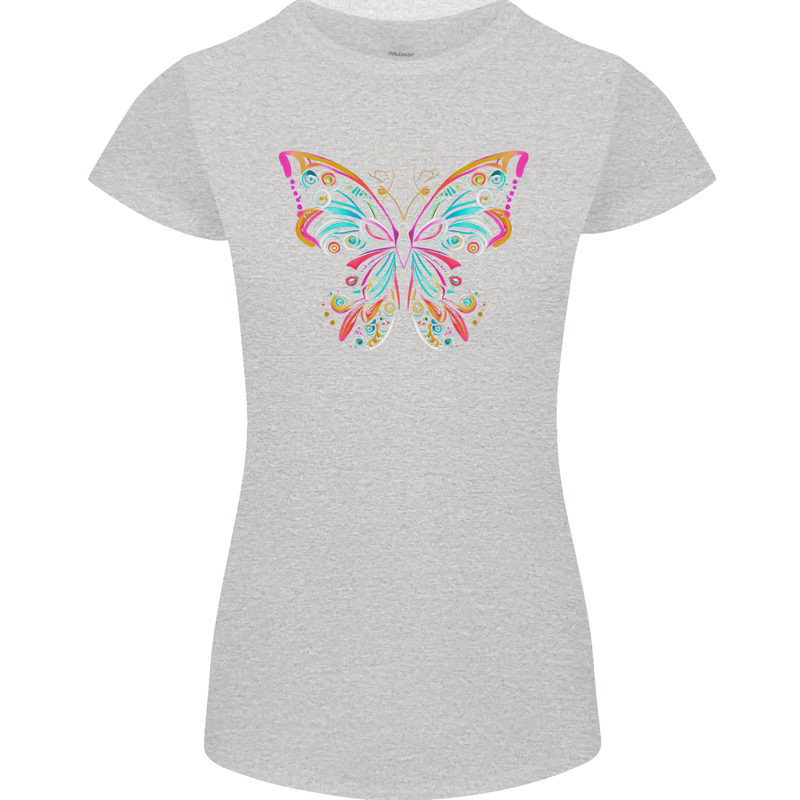 A Colourful Butterfly Womens Petite Cut T-Shirt Sports Grey