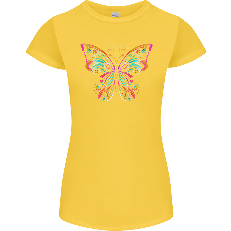 A Colourful Butterfly Womens Petite Cut T-Shirt Yellow
