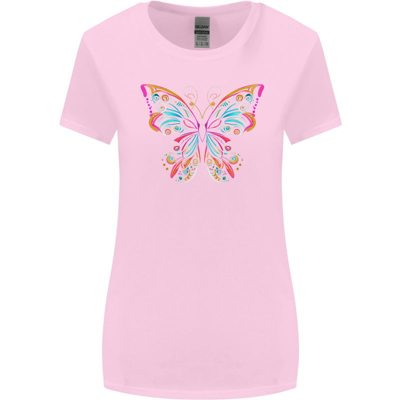 A Colourful Butterfly Womens Wider Cut T-Shirt Light Pink