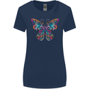 A Colourful Butterfly Womens Wider Cut T-Shirt Navy Blue