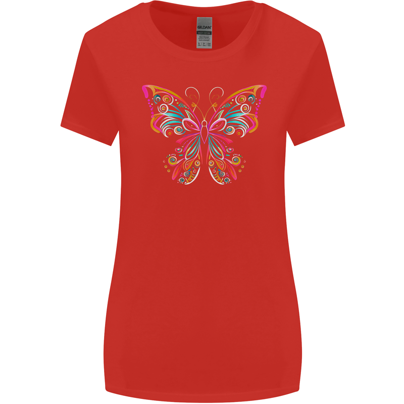 A Colourful Butterfly Womens Wider Cut T-Shirt Red