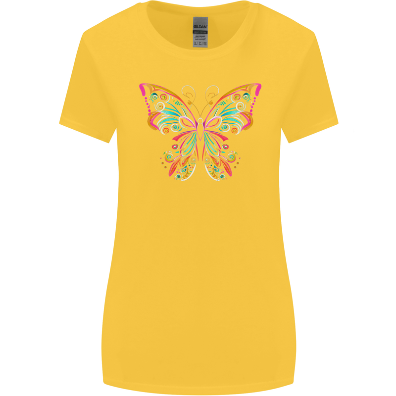 A Colourful Butterfly Womens Wider Cut T-Shirt Yellow