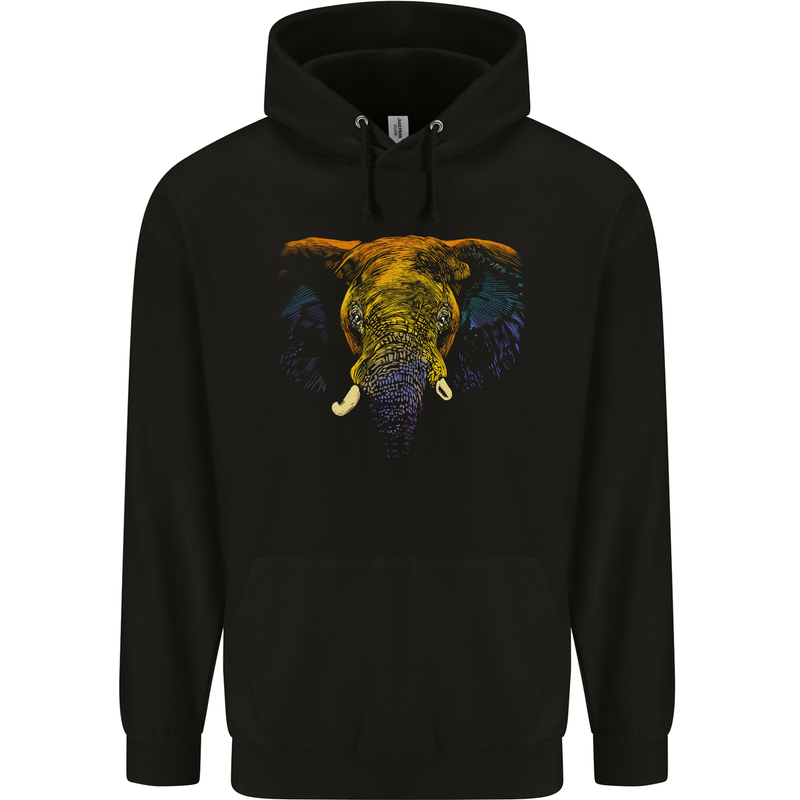 A Colourful Elephant Childrens Kids Hoodie Black