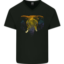 A Colourful Elephant Mens V-Neck Cotton T-Shirt Black