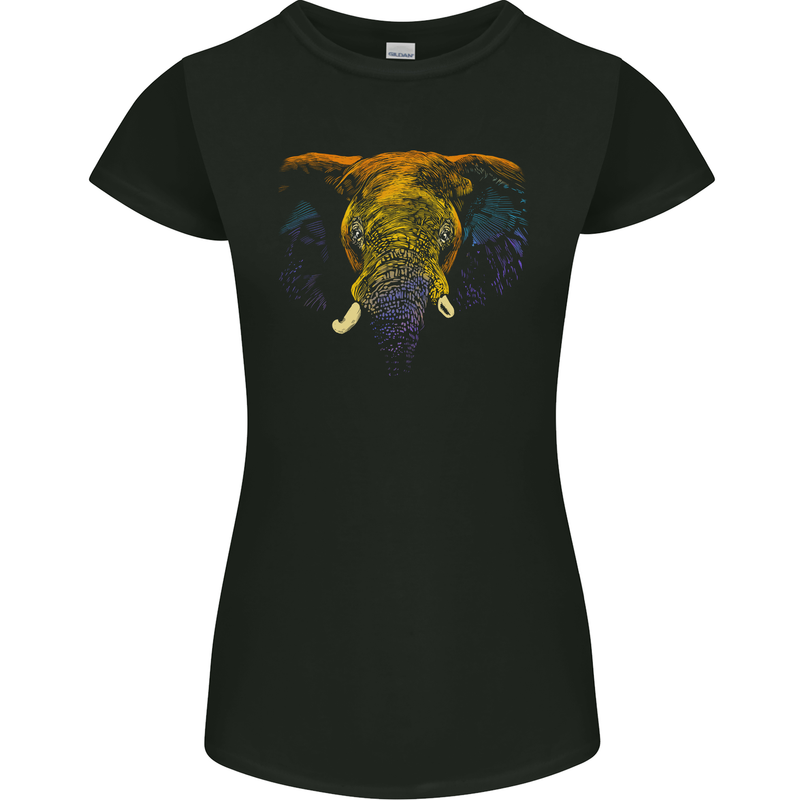 A Colourful Elephant Womens Petite Cut T-Shirt Black