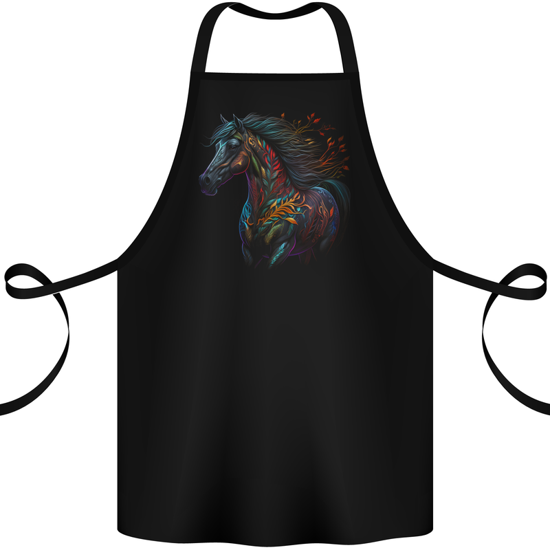 A Colourful Horse With Fantasy Markings Cotton Apron 100% Organic Black