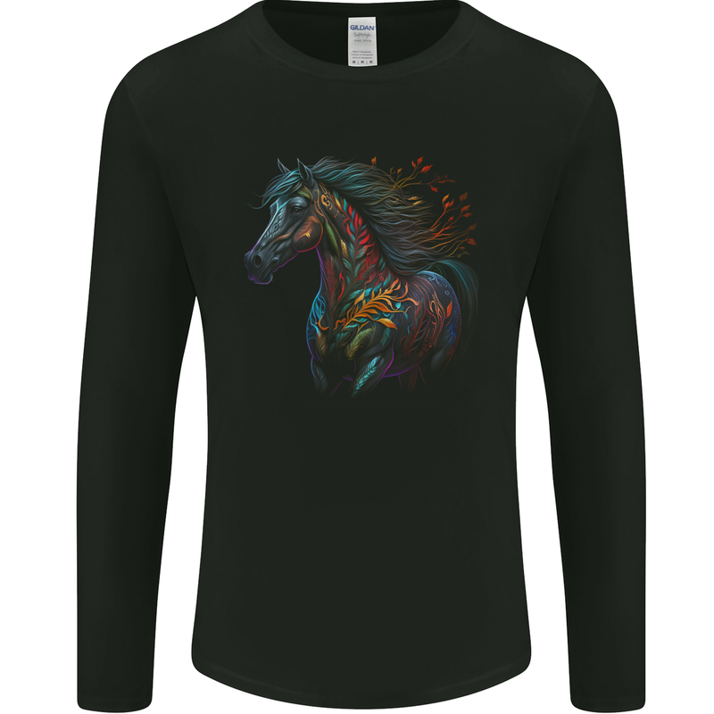 A Colourful Horse With Fantasy Markings Mens Long Sleeve T-Shirt Black