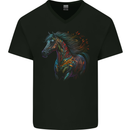 A Colourful Horse With Fantasy Markings Mens V-Neck Cotton T-Shirt Black