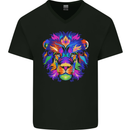 A Colourful Lion Mens V-Neck Cotton T-Shirt Black