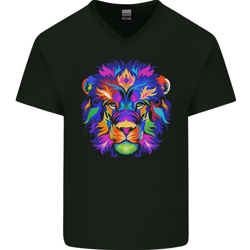 A Colourful Lion Mens V-Neck Cotton T-Shirt Black