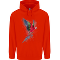 A Colourful Parrot Childrens Kids Hoodie Bright Red