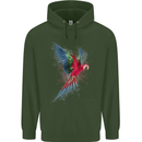 A Colourful Parrot Childrens Kids Hoodie Forest Green