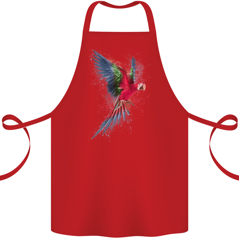 A Colourful Parrot Cotton Apron 100% Organic Red