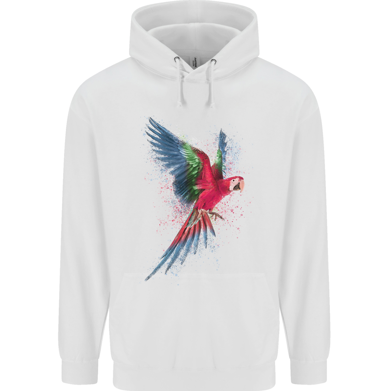 A Colourful Parrot Mens 80% Cotton Hoodie White