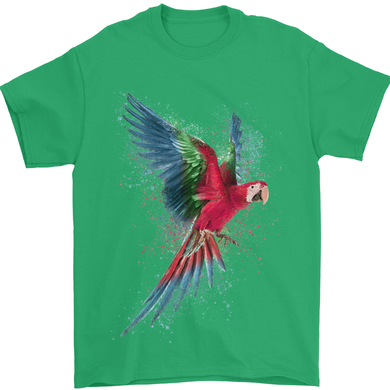 A Colourful Parrot Mens T-Shirt 100% Cotton Irish Green