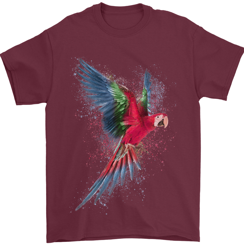 A Colourful Parrot Mens T-Shirt 100% Cotton Maroon