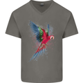 A Colourful Parrot Mens V-Neck Cotton T-Shirt Charcoal