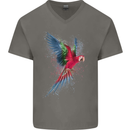 A Colourful Parrot Mens V-Neck Cotton T-Shirt Charcoal