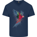 A Colourful Parrot Mens V-Neck Cotton T-Shirt Navy Blue