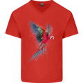 A Colourful Parrot Mens V-Neck Cotton T-Shirt Red