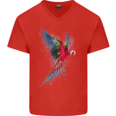 A Colourful Parrot Mens V-Neck Cotton T-Shirt Red