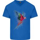 A Colourful Parrot Mens V-Neck Cotton T-Shirt Royal Blue