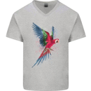 A Colourful Parrot Mens V-Neck Cotton T-Shirt Sports Grey