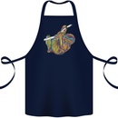 A Colourful Sloth on a Branch Cotton Apron 100% Organic Navy Blue