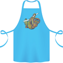A Colourful Sloth on a Branch Cotton Apron 100% Organic Turquoise