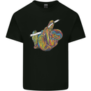 A Colourful Sloth on a Branch Kids T-Shirt Childrens Black