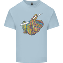 A Colourful Sloth on a Branch Kids T-Shirt Childrens Light Blue
