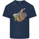A Colourful Sloth on a Branch Kids T-Shirt Childrens Navy Blue