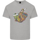 A Colourful Sloth on a Branch Kids T-Shirt Childrens Sports Grey