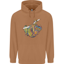 A Colourful Sloth on a Branch Mens 80% Cotton Hoodie Caramel Latte