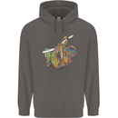 A Colourful Sloth on a Branch Mens 80% Cotton Hoodie Charcoal