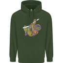 A Colourful Sloth on a Branch Mens 80% Cotton Hoodie Forest Green