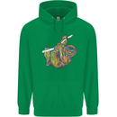 A Colourful Sloth on a Branch Mens 80% Cotton Hoodie Irish Green