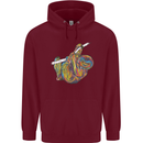 A Colourful Sloth on a Branch Mens 80% Cotton Hoodie Maroon