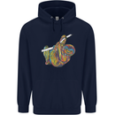 A Colourful Sloth on a Branch Mens 80% Cotton Hoodie Navy Blue