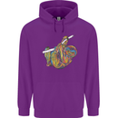 A Colourful Sloth on a Branch Mens 80% Cotton Hoodie Purple