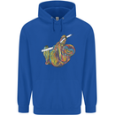 A Colourful Sloth on a Branch Mens 80% Cotton Hoodie Royal Blue