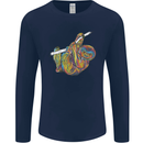 A Colourful Sloth on a Branch Mens Long Sleeve T-Shirt Navy Blue