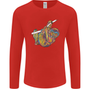 A Colourful Sloth on a Branch Mens Long Sleeve T-Shirt Red