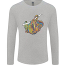 A Colourful Sloth on a Branch Mens Long Sleeve T-Shirt Sports Grey